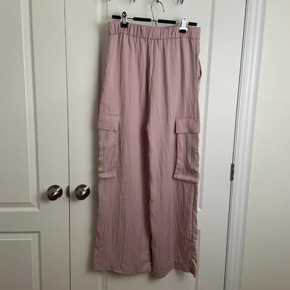 Zara Wide Leg Full Length Cargo Asymmetrical Pants Trousers Lavender Size L - Picture 10 of 14